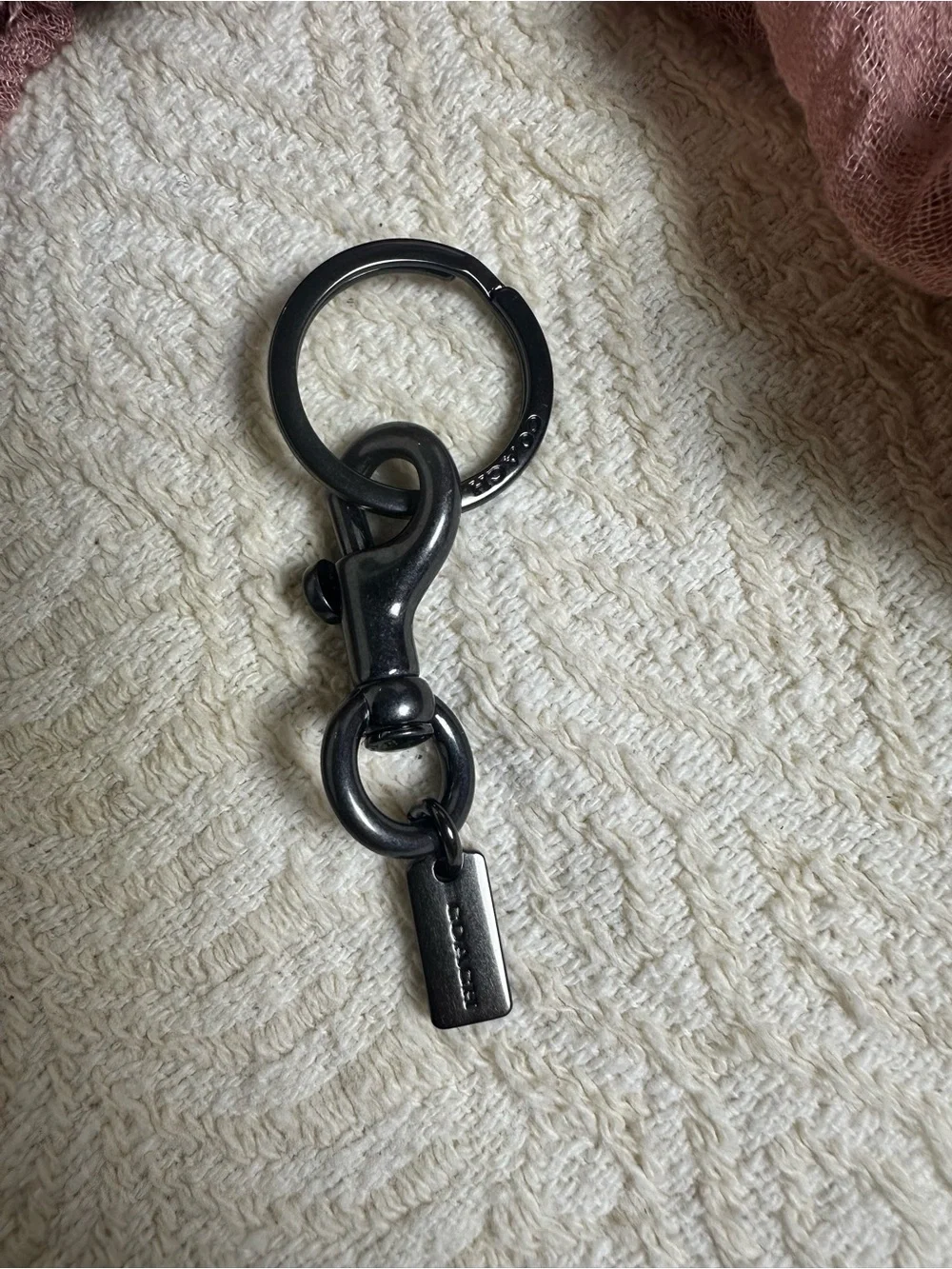 Coach Unisex Black Metal Keychain with Lobster Clasp